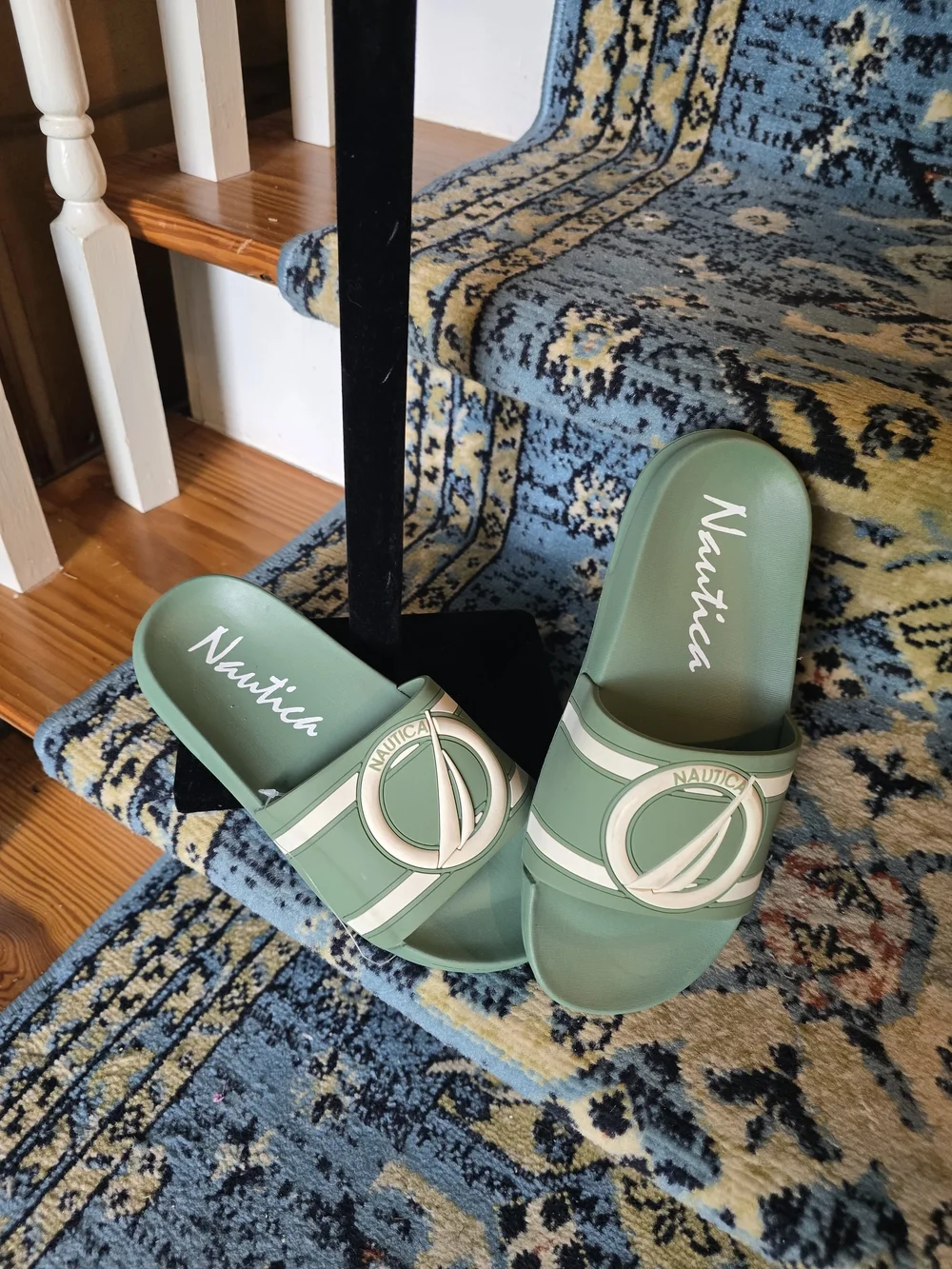 Nautica Mint Green Logo Slide Sandals for Women
